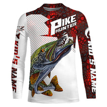 Load image into Gallery viewer, Pike Hunter Custom Nothern Pike Fishing Jerseys, Pike Long Sleeve Fishing Shirts | Red Camo IPHW3835