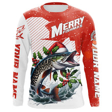 Load image into Gallery viewer, Merry Fishmas Custom Musky Long Sleeve Christmas Fishing Shirts, Personalized Xmas Fishing Gifts IPHW5581