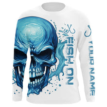 Load image into Gallery viewer, Fish On Fish Hook Custom Skull Long Sleeve Fishing Shirts,  Skull Performance Fishing Jerseys IPHW5137
