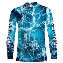 Load image into Gallery viewer, Custom Saltwater Long sleeve Fishing Shirts UV Protection, Sea wave camo Fishing Shirts - IPHW1329