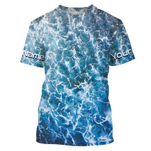 Load image into Gallery viewer, Custom Saltwater Long sleeve Fishing Shirts UV Protection, Sea wave camo Fishing Shirts - IPHW1330