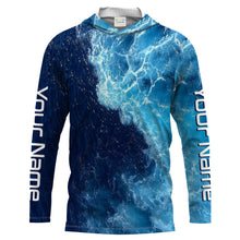 Load image into Gallery viewer, Beautiful Custom Saltwater Long sleeve Fishing Shirts UV Protection, Sea wave camo Fishing Shirts - IPHW1331