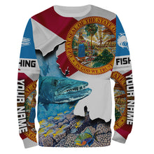 Load image into Gallery viewer, Great Barracuda Fishing 3D Florida Flag Patriot Custom name All over print shirts - personalized fishing gift for men, women and kid - IPH1482