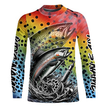 Load image into Gallery viewer, Rainbow Trout Fly Fishing Custom Long Sleeve Tournament Fishing Shirts, Trout Fishing Jerseys IPHW5592