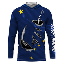 Load image into Gallery viewer, Alaska Flag Fishing 3D Fish Hook Personalized UV  long sleeves performance fishing shirts -  IPHW485