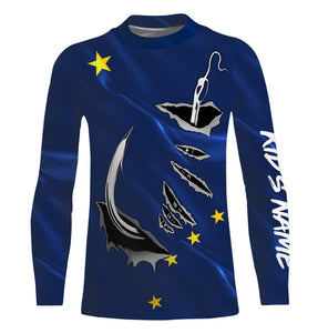 Alaska Flag Fishing 3D Fish Hook Personalized UV  long sleeves performance fishing shirts -  IPHW485