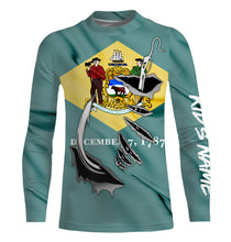 Load image into Gallery viewer, Delaware Flag 3D Fish Hook UV Protection Custom Long Sleeve performance Fishing Shirts IPHW487