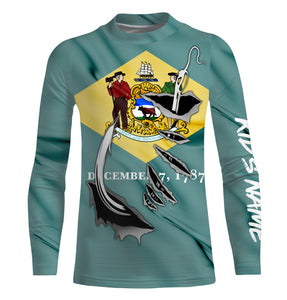 Delaware Flag 3D Fish Hook UV Protection Custom Long Sleeve performance Fishing Shirts IPHW487