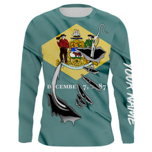 Load image into Gallery viewer, Delaware Flag 3D Fish Hook UV Protection Custom Long Sleeve performance Fishing Shirts IPHW487