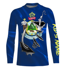 Load image into Gallery viewer, Maine Flag 3D Fish Hook UV Protection Custom Long Sleeve performance Fishing Shirts IPHW492