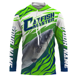 River Blue Catfish Custom Long Sleeve Fishing Shirts, Catfish Tournament Fishing apparel | green IPHW3624