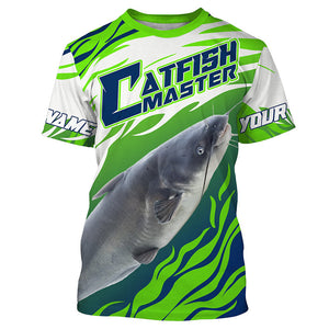 River Blue Catfish Custom Long Sleeve Fishing Shirts, Catfish Tournament Fishing apparel | green IPHW3624