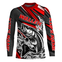 Load image into Gallery viewer, Personalized Walleye Fishing Jerseys, Walleye Fishing Long Sleeve Tournament Fishing Shirts | Red IPHW5597