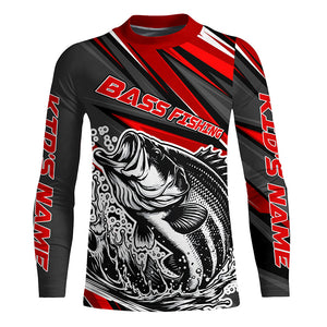 Personalized Bass Fishing Jerseys, Bass Fishing Long Sleeve Tournament Fishing Shirts | Red IPHW5598