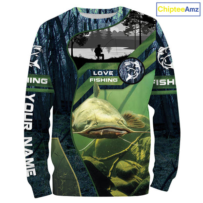 Flathead Catfish Custom name All over print shirts - personalized fishing gift for men, women and kid - IPH1312