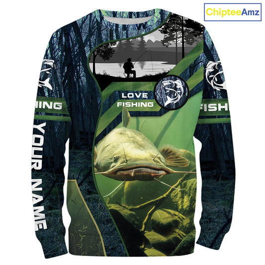 Flathead Catfish Custom name All over print shirts - personalized fishing gift for men, women and kid - IPH1312