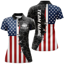 Load image into Gallery viewer, Us Flag Custom Bowling Team Shirts For Women Bowling Ball Pattern Patriotic Gifts  IPHW5479