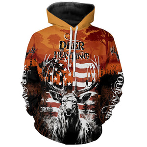 Personalized Us Flag Deer Hunting Shirts Patriotic Deer Hunter Apparel Big Game Hunting Clothes For Men Women IPHW5492