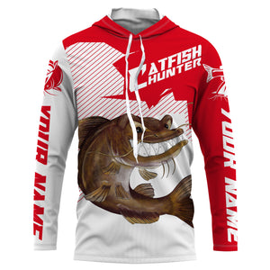 Angry Catfish Custom Long sleeve performance Fishing Shirts, Catfish hunter Fishing jerseys | red IPHW3377