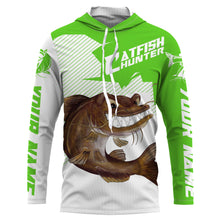 Load image into Gallery viewer, Angry Catfish Custom Long sleeve performance Fishing Shirts, Catfish hunter Fishing jerseys | green IPHW3378
