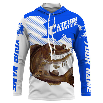 Angry Catfish Custom Long sleeve performance Fishing Shirts, Catfish hunter Fishing jerseys | blue IPHW3379