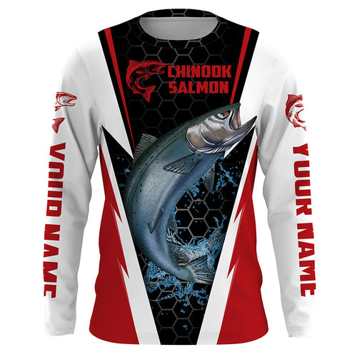 Custom Chinook King Salmon Fishing jerseys, King Salmon Long Sleeve tournament Fishing Shirts | red IPHW3391