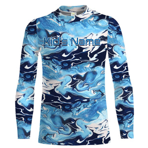 Sea wave camo Fishing Custom UV Long Sleeve Fishing Shirts, Saltwater Fishing Shirts - IPHW876