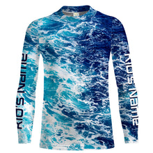 Load image into Gallery viewer, Custom Saltwater Long sleeve Fishing Shirts UV Protection, Sea wave camo Fishing Shirts - IPHW878