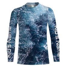 Load image into Gallery viewer, Custom Saltwater Long sleeve Fishing Shirts UV Protection, Sea wave camo Fishing Shirts - IPHW879