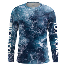 Load image into Gallery viewer, Custom Saltwater Long sleeve Fishing Shirts UV Protection, Sea wave camo Fishing Shirts - IPHW879