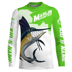 Marlin hunter Fishing jerseys, Custom Angry Marlin Long sleeve performance Fishing Shirts |green IPHW3406