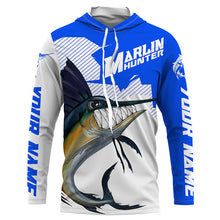 Load image into Gallery viewer, Marlin hunter Fishing jerseys, Custom Angry Marlin Long sleeve performance Fishing Shirts |blue IPHW3407