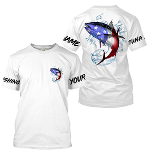 Tuna Fishing American Flag Custom performance Long Sleeve Fishing Shirts, Patriotic Fishing gifts - IPHW1392