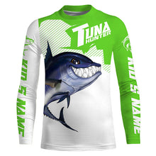 Load image into Gallery viewer, Bluefin Tuna hunter Fishing jerseys, Custom Angry Tuna Long sleeve performance Fishing Shirts |green IPHW3403