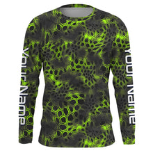 Load image into Gallery viewer, Green camo Custom Long Sleeve performance Fishing Shirts, UV Protection Fishing jerseys - IPHW2210