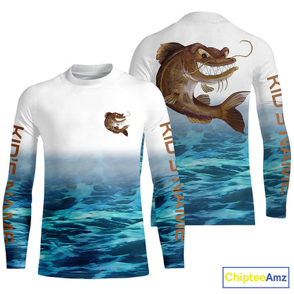 Custom Angry Catfish Tournament Long Sleeve Fishing Shirts, Catfish Performance Fishing Jerseys IPHW4794
