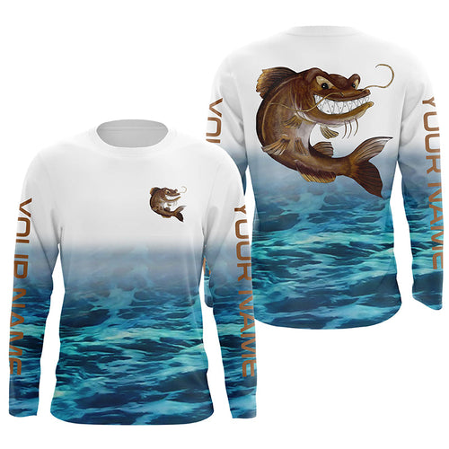Custom Angry Catfish Tournament Long Sleeve Fishing Shirts, Catfish Performance Fishing Jerseys IPHW4794