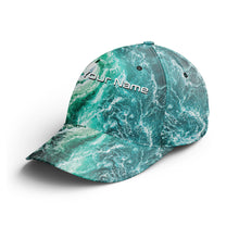 Load image into Gallery viewer, Saltwater Sea wave camo Custom Adjustable Fishing Baseball Trucker Angler hat cap Fishing gifts IPHW3270