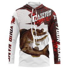 Load image into Gallery viewer, Angry Catfish Custom Long Sleeve Fishing Shirts, Catfish Hunter Fishing Jerseys | Red Camo IPHW4173