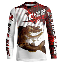 Load image into Gallery viewer, Angry Catfish Custom Long Sleeve Fishing Shirts, Catfish Hunter Fishing Jerseys | Red Camo IPHW4173