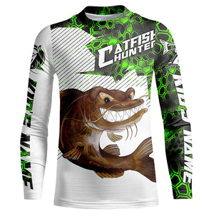 Angry Catfish Custom Long Sleeve Fishing Shirts, Catfish Hunter Fishing Jerseys | Blue Camo IPHW4174