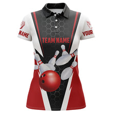 Load image into Gallery viewer, Custom Bowling Shirts For Women, Bowling Ball And Pins Women&#39;S Bowling Jerseys | Red IPHW4175