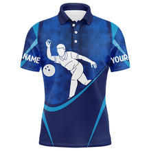 Load image into Gallery viewer, Customized Name Men&#39;S Blue Bowling Jerseys, Personalized Bowling Shirts For Men IPHW4202