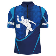 Load image into Gallery viewer, Customized Name Men&#39;S Blue Bowling Jerseys, Personalized Bowling Shirts For Men IPHW4202
