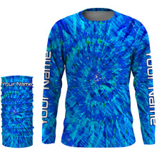 Load image into Gallery viewer, Blue Tie Dye Custom Long Sleeve performance Fishing Shirts, tournament Fishing Shirts for men - IPHW1716