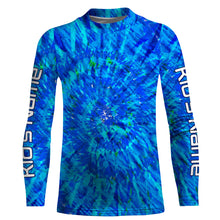 Load image into Gallery viewer, Blue Tie Dye Custom Long Sleeve performance Fishing Shirts, tournament Fishing Shirts for men - IPHW1716