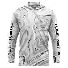 Load image into Gallery viewer, Black and white wave camo Custom Long sleeve performance Fishing Shirts for men, women and kids - IPHW1723