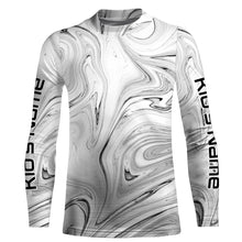 Load image into Gallery viewer, Black and white wave camo Custom Long sleeve performance Fishing Shirts for men, women and kids - IPHW1723