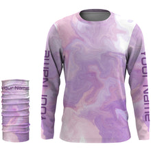 Load image into Gallery viewer, Beautiful purple Tie dye camo Womens Long sleeve Fishing Shirts, Personalized UV Protection Women Fishing apparel - IPHW1724