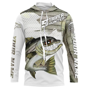 Personalized Striped Bass Performance Fishing Shirts, Striper Hunter Fishing Jerseys IPHW4252